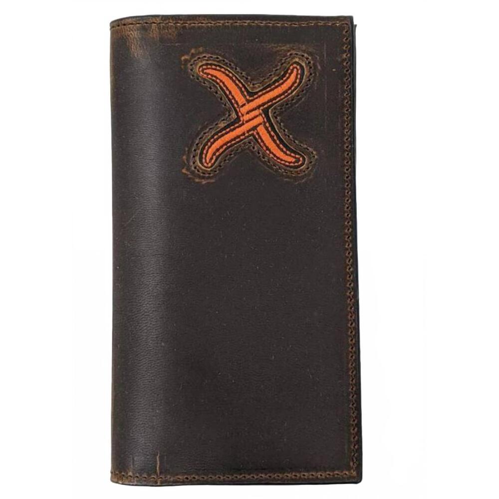 NEW TWISTED X bomber x logo rodeo wallet in brown/orange